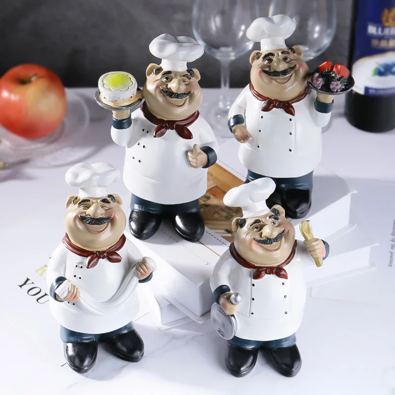 Wholesale European Ornament Fashion Creative Chef Resin Crafts Gift Shop Table Ornaments Opened Shop
