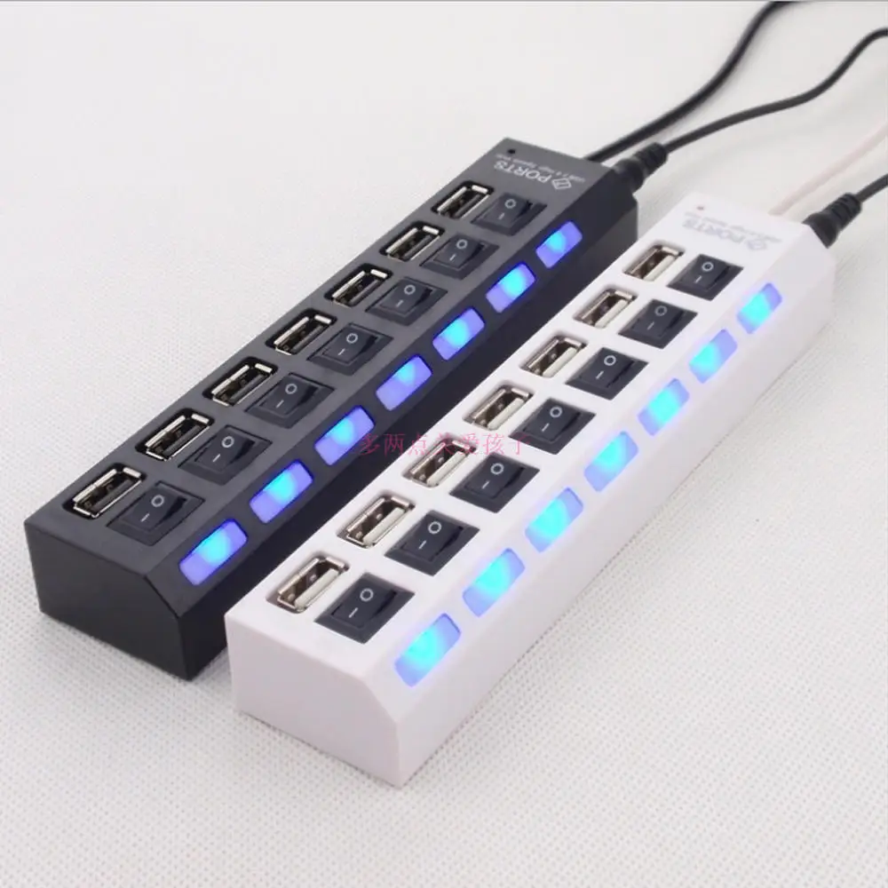 High Quality Light Accessories Black One to Seven USB Port for Led Light Kit