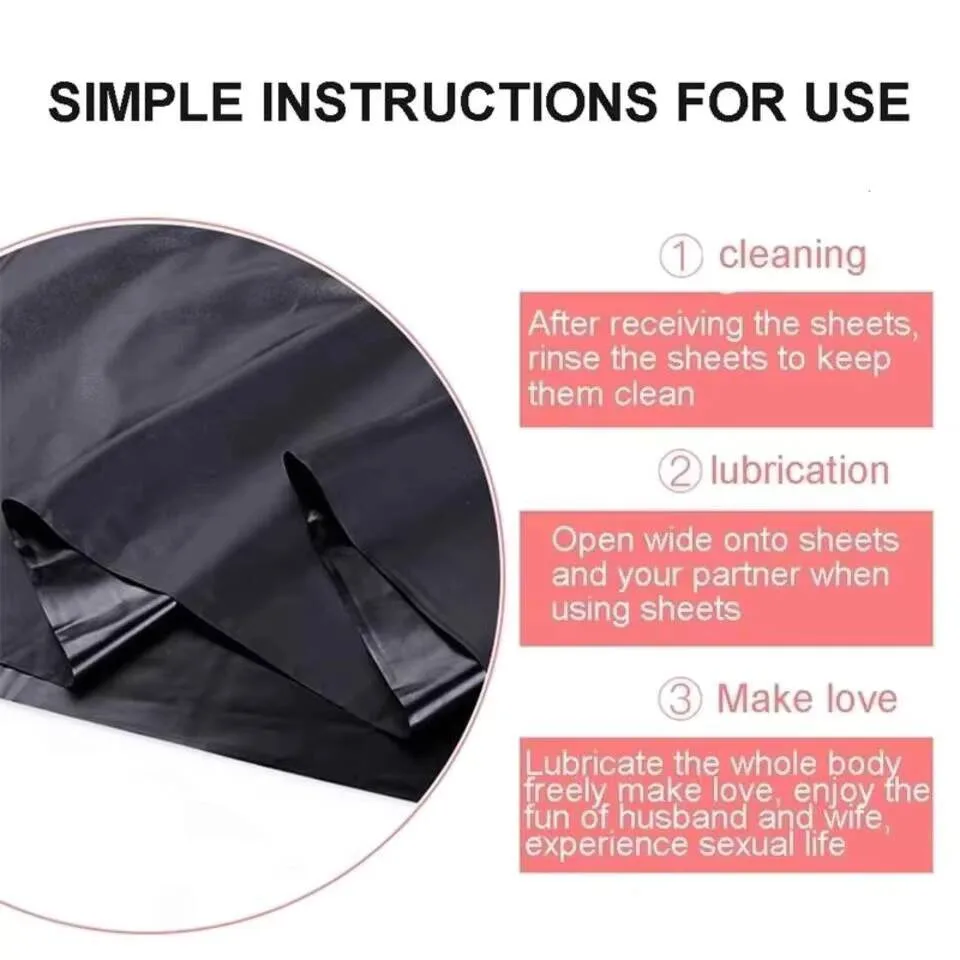 100% Oil Waterproof Sensual Sex Bed Sheet Soft PVC Vinyl Mattress Hypoallergenic Adult Game SM Toys Black BDSM Bondage view 5