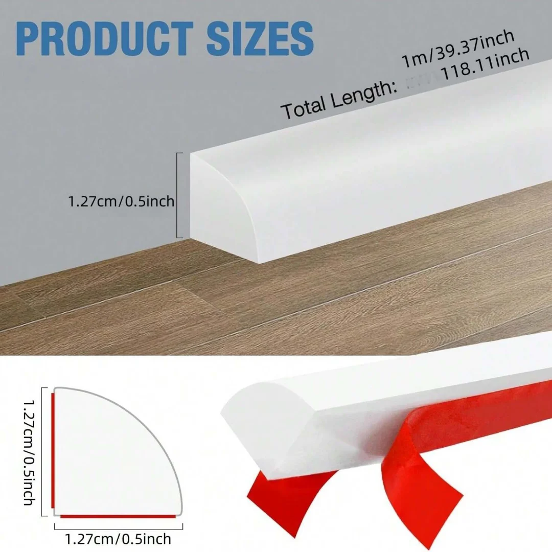 1PC 1/3meters Self-adhesive Bathroom Water Stopper Scalloped Corner Line Countertop, Wall, Ceiling Edge Decorative Strips