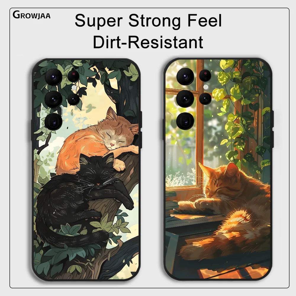 Relax Cat Phone Case For Samsung Galaxy S24 Ultra S22 S23 Ultra S21 S20 5G Protective Silicone TPU Funda