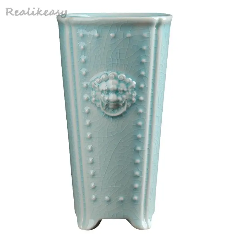 Creative Chinese Ceramic Flower Pot Handmade Cracking High Flower Pot Household Orchid Bonsai Pot Decorative Flower Pot LE142
