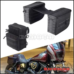 Motorcycle Club Style Essential Saddlebag Escape Bags & Thug Style T-bar Handlebar Bag For Harley Dyna Sportster Custom Classic