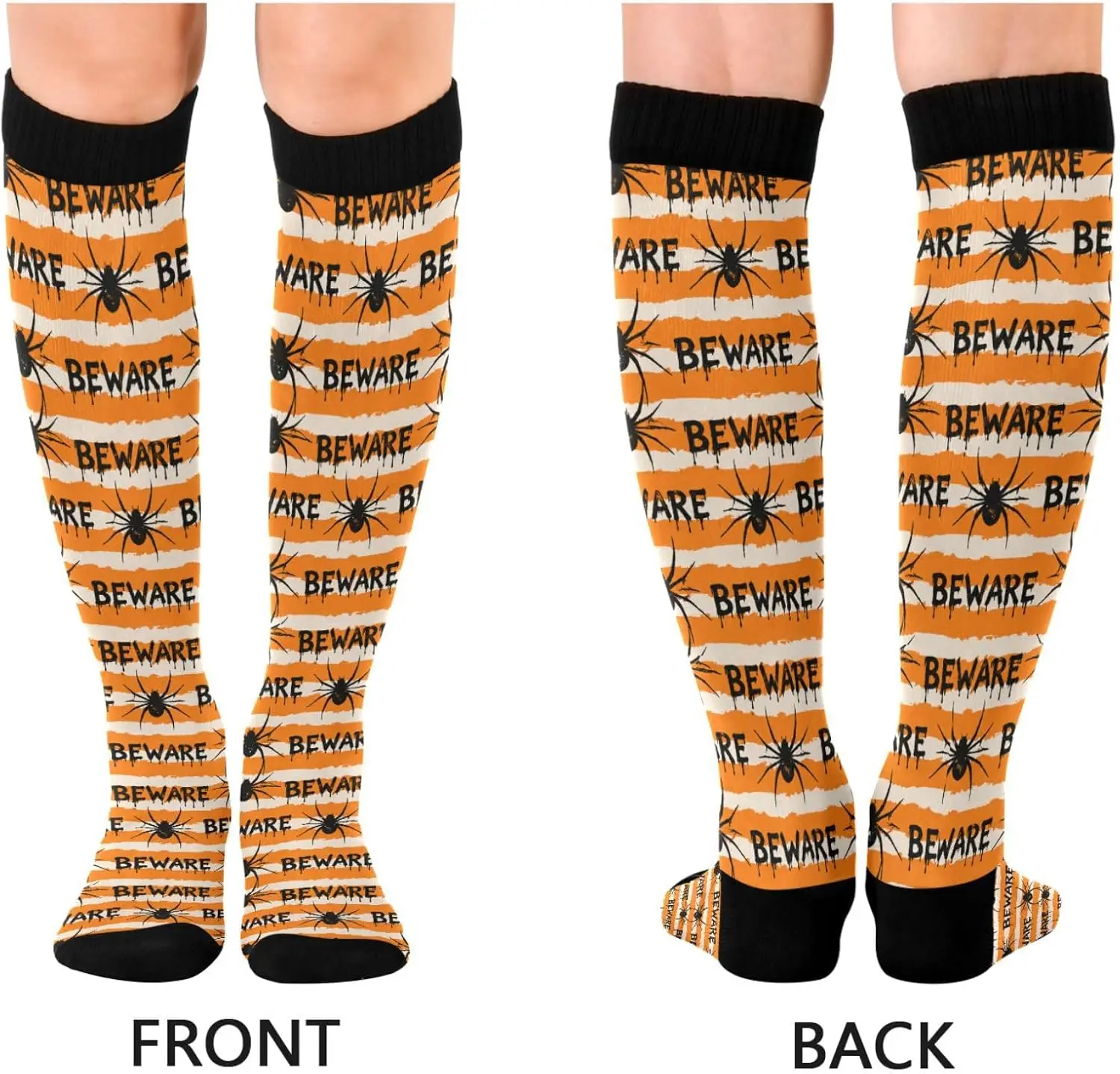 Halloween Spider Web Print Compression Socks for Women Long Casual Socks 2 Pairs