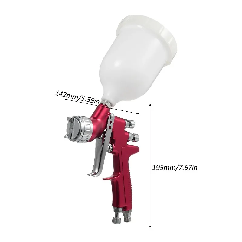 

High Volume Low Pressure Paint Sprayer Set Gravity Feed Air Spray with 1.4mm Nozzles 600ml Feed Cup for House Painting Car F