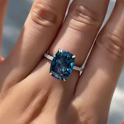 Luxury Women Wedding Ring Round 4 Claws Cubic Zirconia Modern Fashion Design Engagement Rings for Girlfriend Love Jewelry