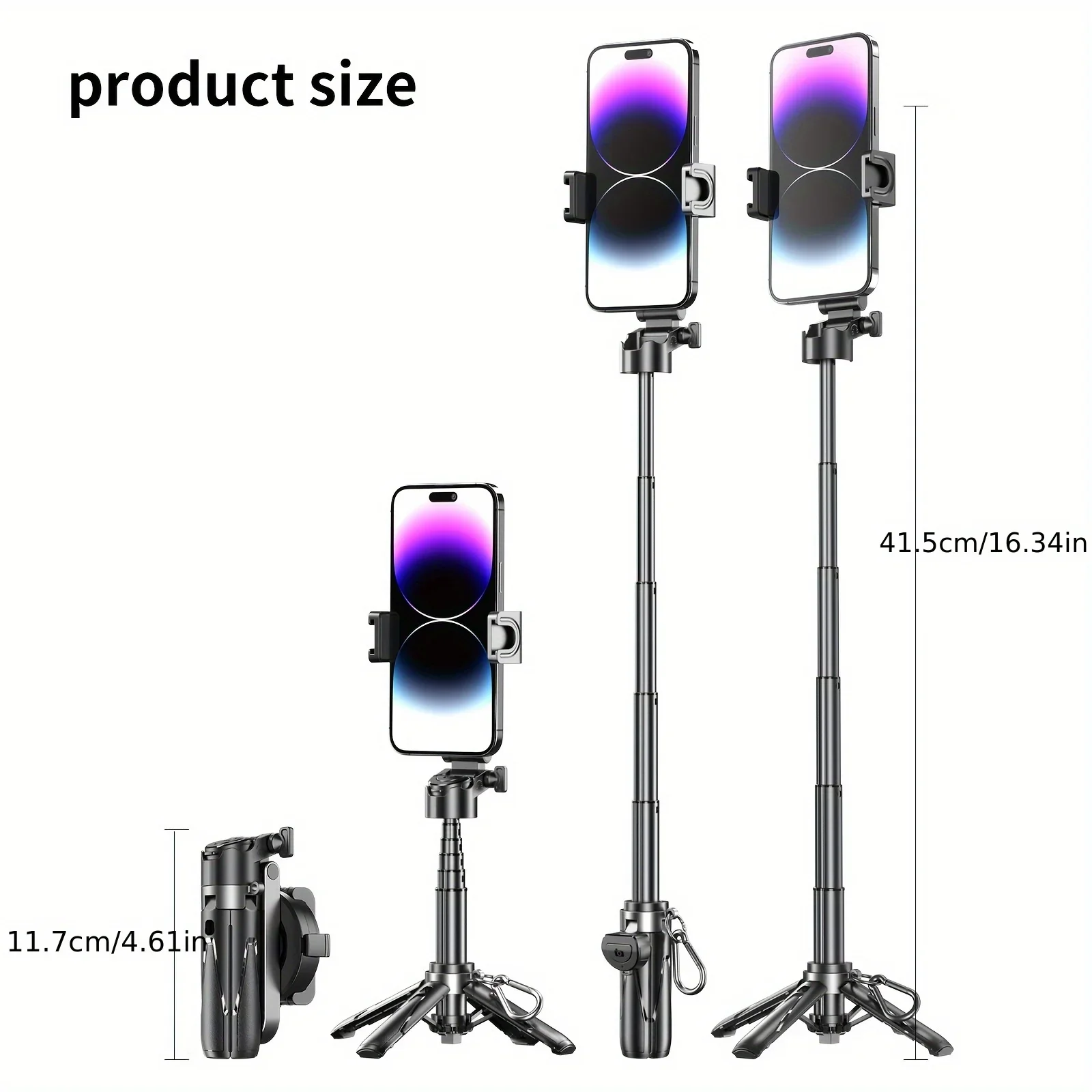 Upgraded 2-in-1 Magnetic Selfie Stick & Phone Tripod with Wireless Remote Detachable Wireless Handle Travel Photography Gea