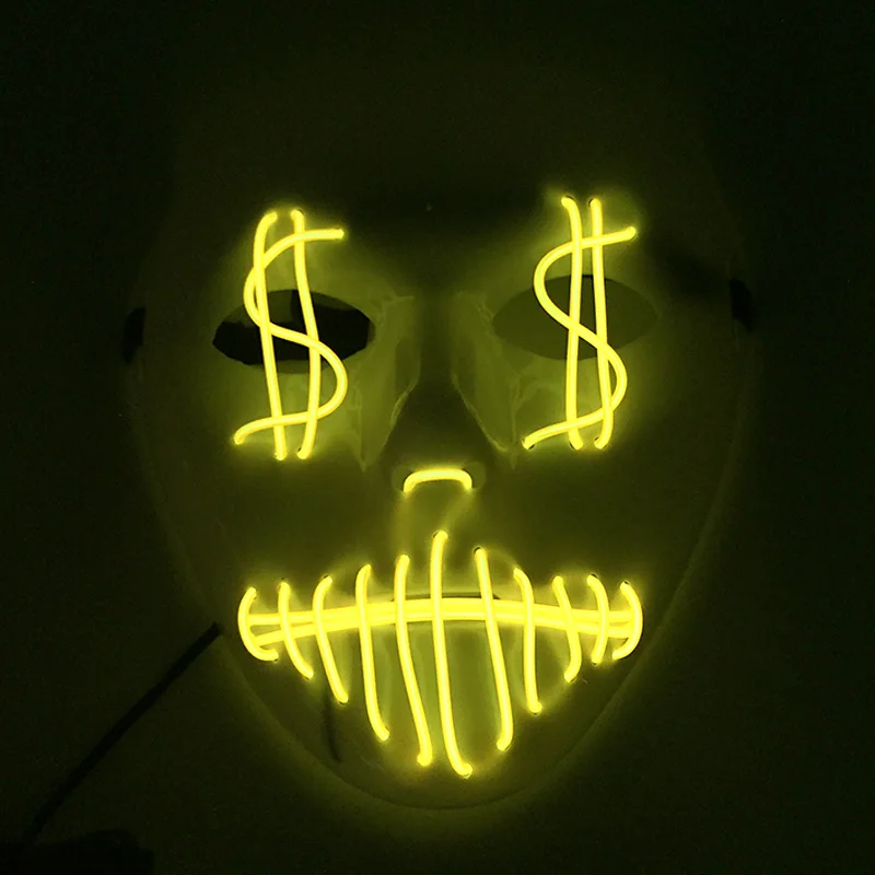 قناع إضاءة LED قناع فم مخيط الانارة لجميع القديسين حفلة تنكرية للنوادي الليلية DJ 10 ألوان حدد قناع Led الدعائم #3