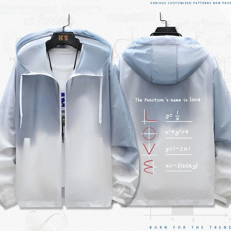 

Love Formula adual Color Casual Letter Math Fun Classic Couple LN Summer Sun Protection Clothing Lightweight Polyester Jaet