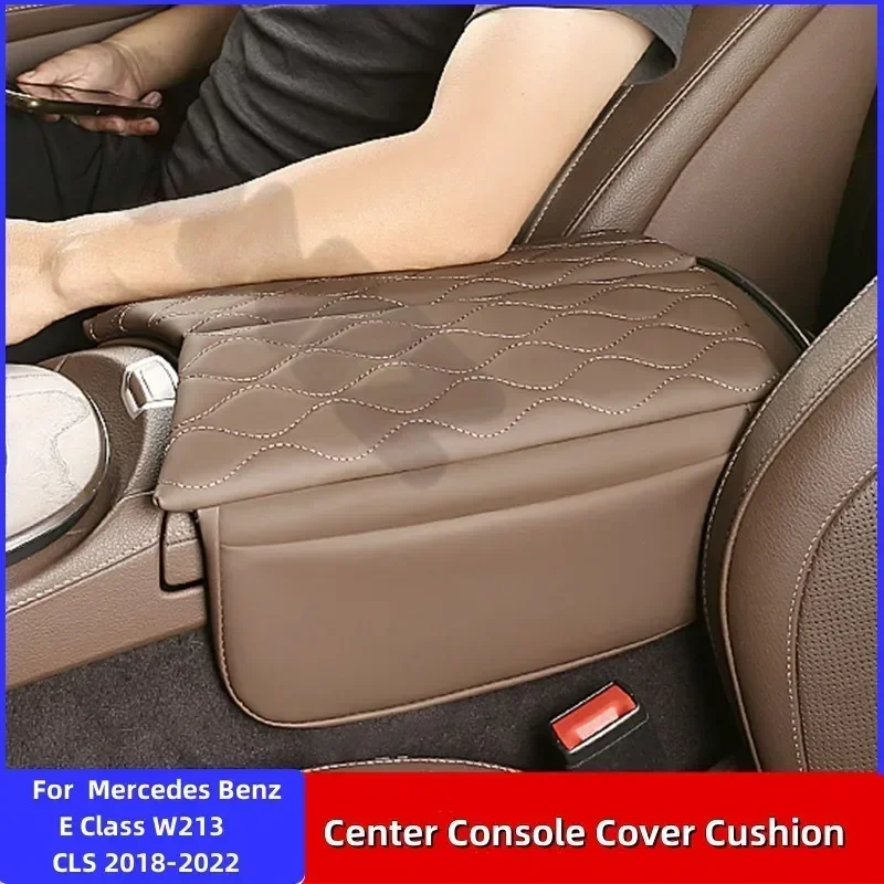 Center Console Armrest Box Cover Pad For Mercedes Benz E Class 2017-2022 W213 CLS 2018-2022 Leather Anti-Scratch Armrest Cushion