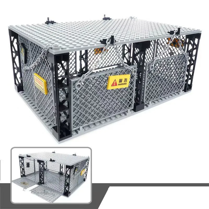 Single Layer Chain Net Prison Building Block Captivity Monster Zombie Figures Prison cage Model DIY Moc Block Toys for Children
