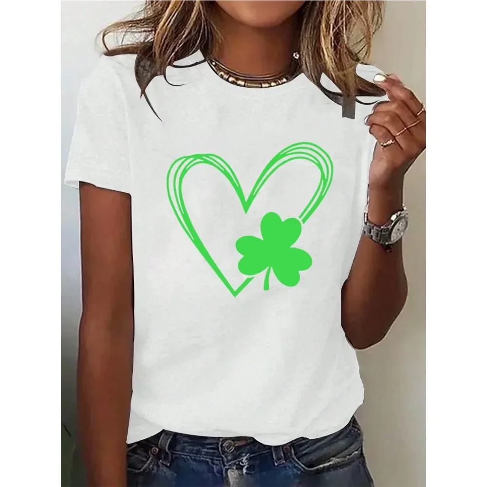 Ireland St. Patrick's Day Green Shamrocks Printed Men Women Unisex Fashion Casual Round Neck Short Sleeve T-shirts