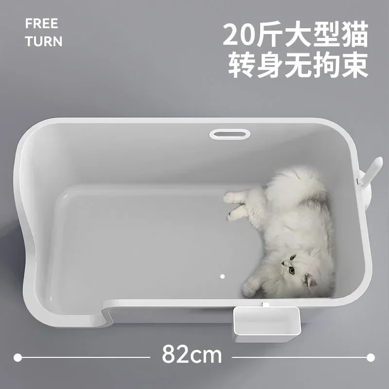 

Durable For Oversized Litter Box Giant Full Open Anti-Splash 80cm Extra Large Cat Toilet Maine Coon