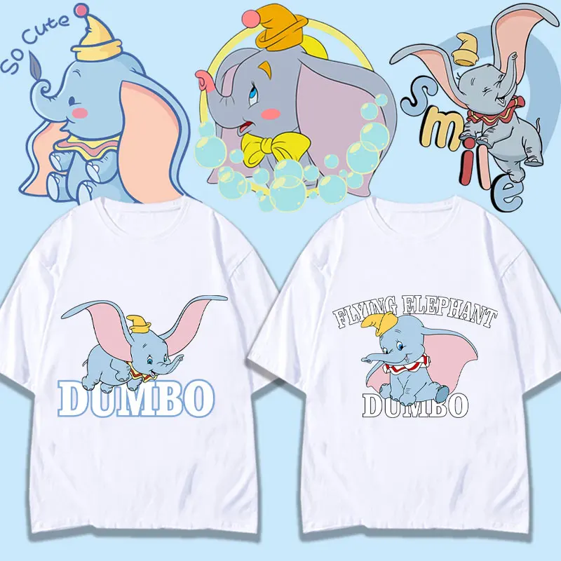 

Summer Disney Dumbo co-named short-sleeved T-shirt women pure cotton ins all-match children's animation clothes girls