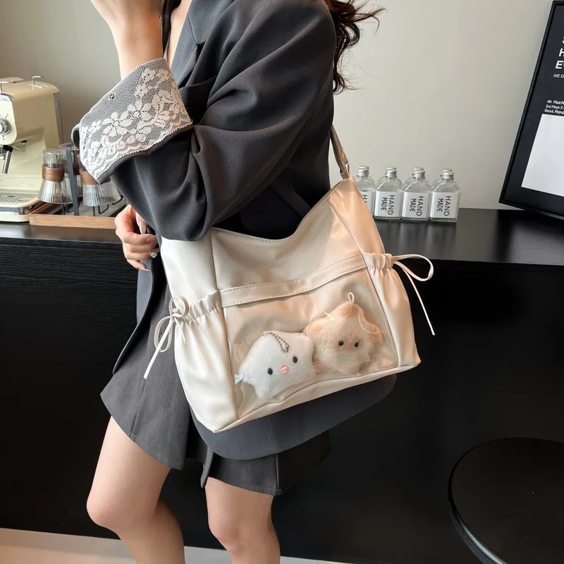 Large Capacity Convertible Shoulder Bags Crossbody Purse Backpack 3 Wear Modes Clear Pocket PU Tote Daily Street Travel Handbag