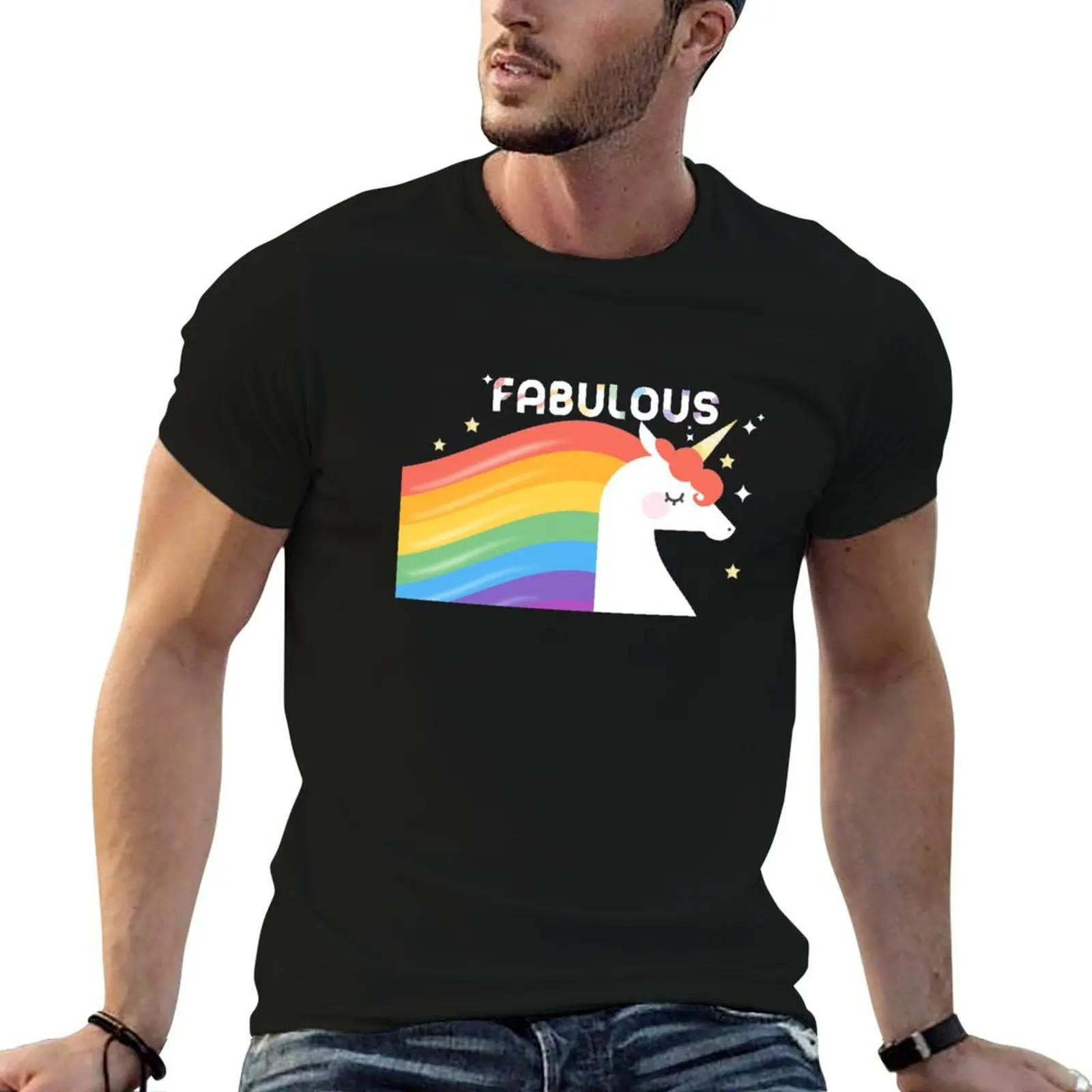 

Fabulous Sparkling Rainbow Unicorn T-Shirt man t shirts graphic man t shirt summer T-Shirt
