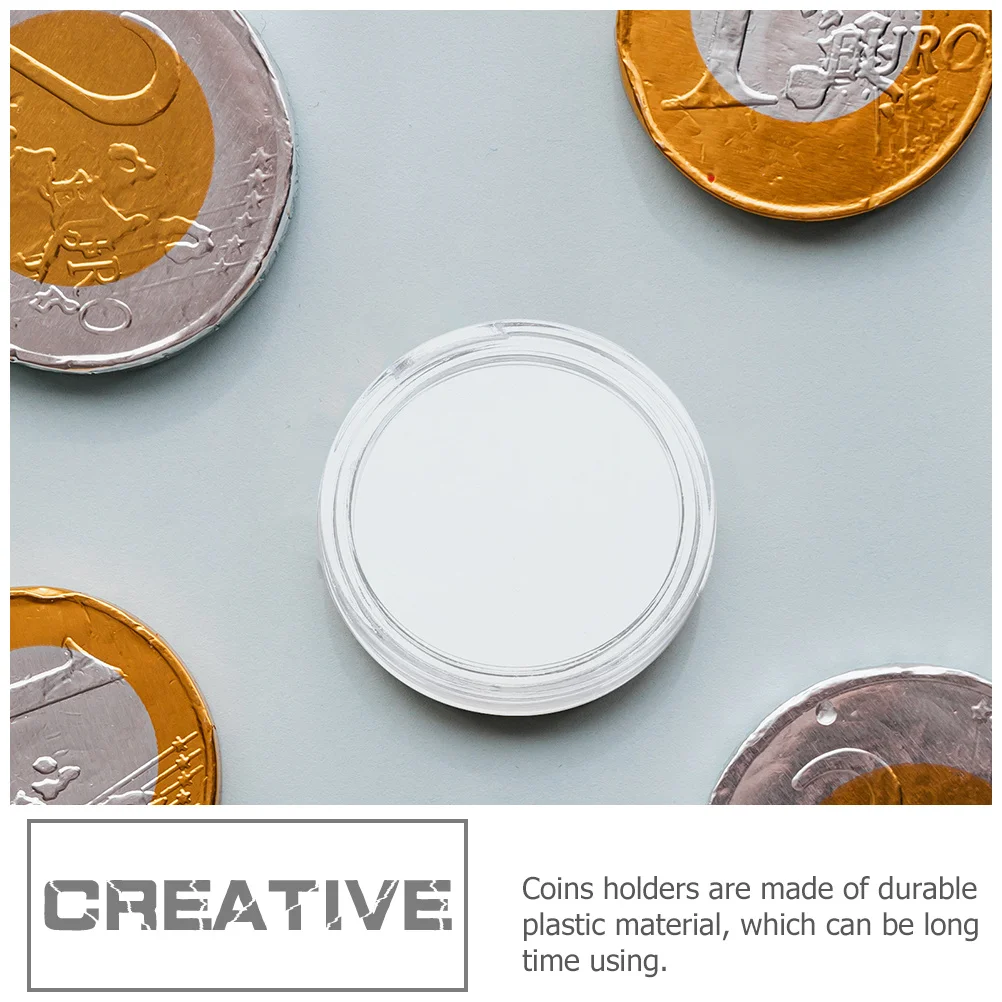 50Pcs Transparent Coin Case Clear Coin Collection Box Professional Holder for Coins Medals Storage Protector Display Accessory
