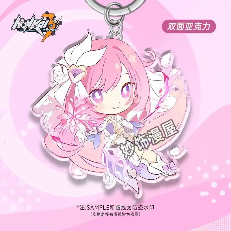 Elysia Kiana Raiden Mei Anime Keychain Honkai Impact 3 Acrylic Key Chain Man Q Version Game Peripheral Bag Pendent Accessories