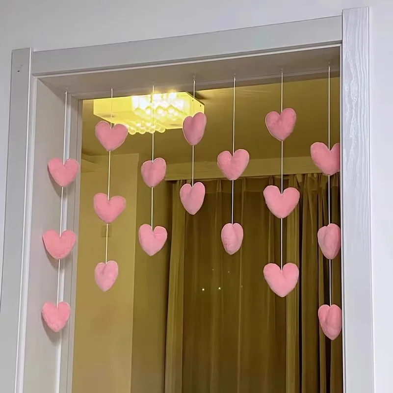 Romantic Heart Shaped Door Hanging Curtain Korean Style String Pendant Partition Door Curtain Bedroom Decoration Accessories