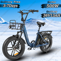 SAMEBIKE Adult Electric Bike 500W Powerful Motor 36V13AH Lithium Battery Electric Bicycle 20-inch Folding Fat Tire Snow E-bike