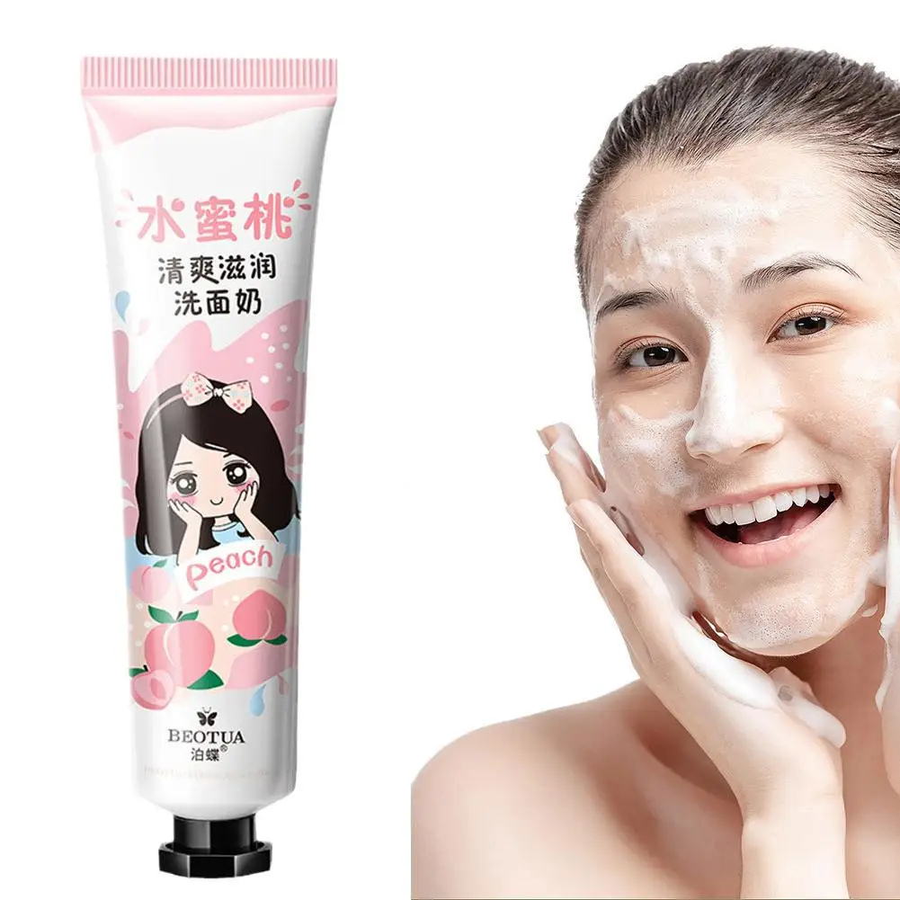 honey peach Facial Cleanser Foam Face Wash Collagen Cleansing Care Oil Control Skin Pores Moisturizing Shrink 30g J9K7