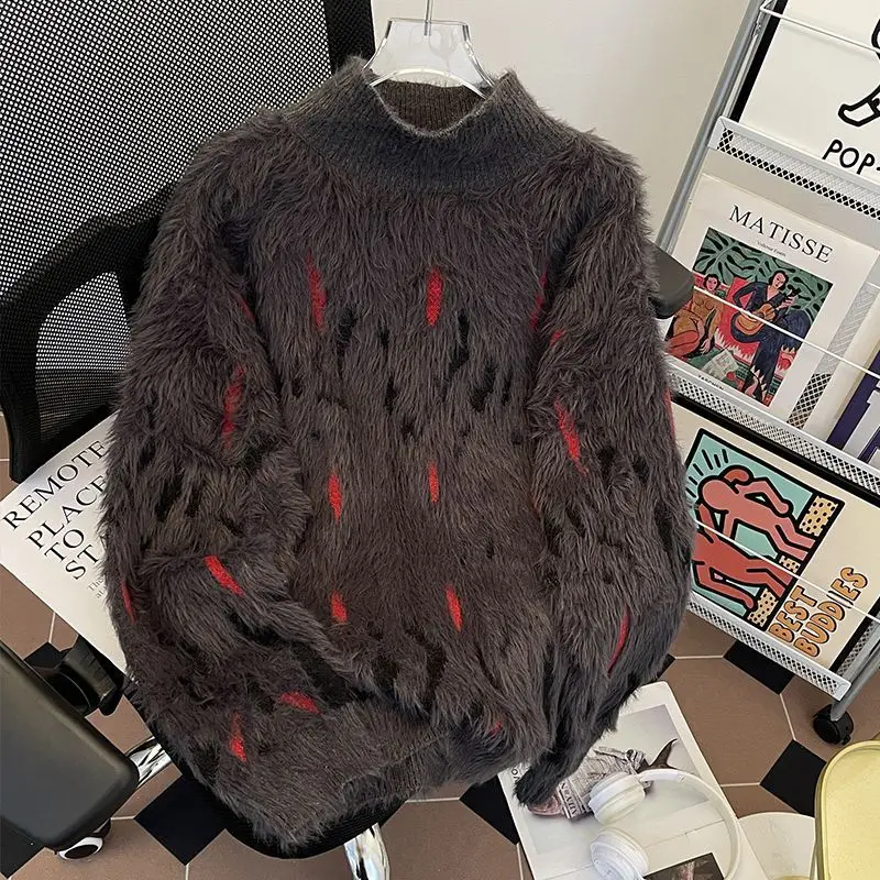 

Мужская одежда, свитер, мужской новый осенне-зимний пуловер с круглым вырезом из искусственного меха норки, модный студенческий вязаный стиль колледжа