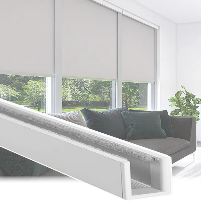 U-Shaped Shading Groove Gap Light Blocker Aluminum Alloy Easy Install U Channel Side Rails Privacy For Bedroom Window Shades
