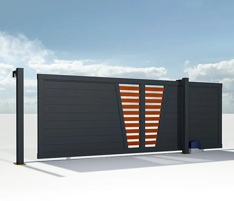 &*Shunuo Modern Retractable Aluminum Automatic Hurricane Resistant Durable Eco-Friendly Zinc Plated Powder Coated Yard Gate