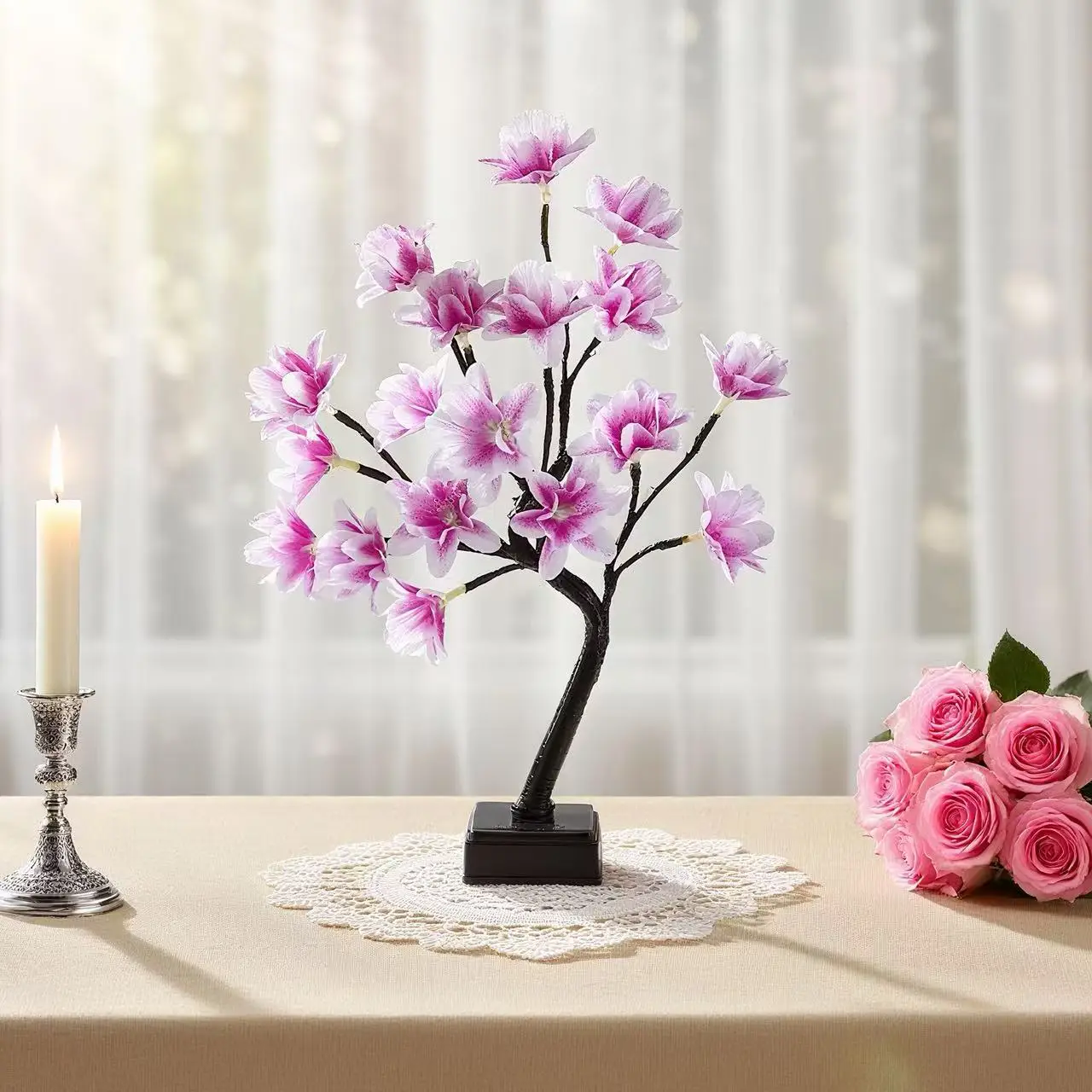 

Usb Plug-in Powered LED Simulation Lily Lantern Night Light for Festivals Valentine's Day Decoration Romantic Atmosphere Gift