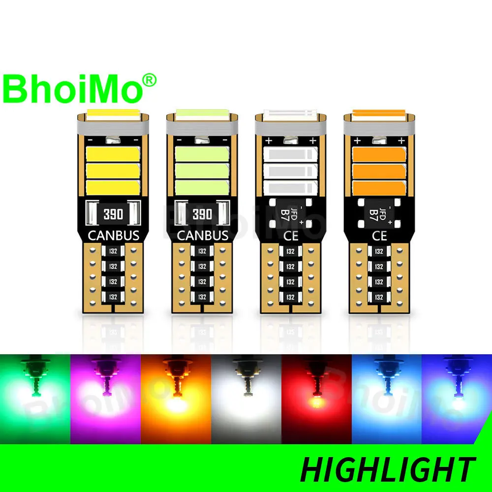 BhoiMo 2PCS 7020 Led T10 Bulb 194 W5W Dome Interior License Plate Parking Side Marker Signal Lamp Car Light Amber Red Reading