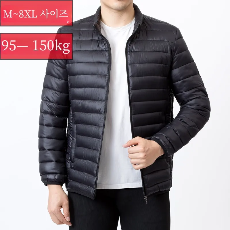 Plus Size Plus size Men's down Jacket Cotton-padded Clothes Winter Lightweight Cotton-Padded Jacket Big Fat Man Cotton-Padded...