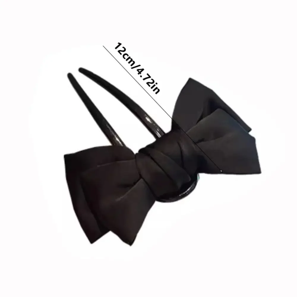 Chic Plastic+Cloth U-Shaped Hair Clip Hair Styling Korean-Style Updo Barrettes Elegant Black Hair Accessories Daily
