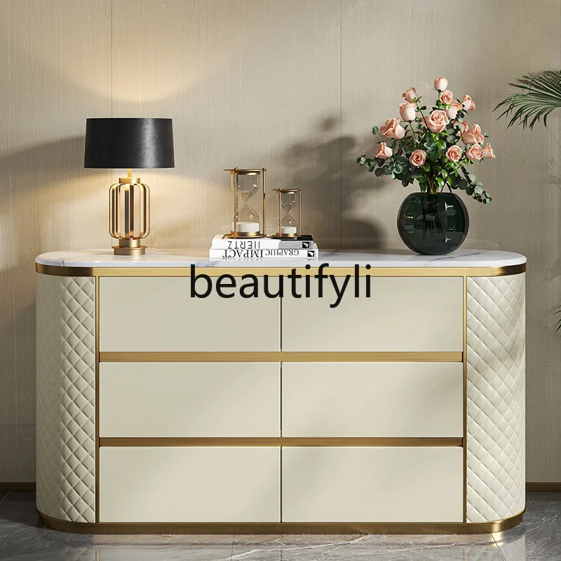 Light luxury six-bucket cabinet Italian modern marble high-end entrance bedroom storage cabinet