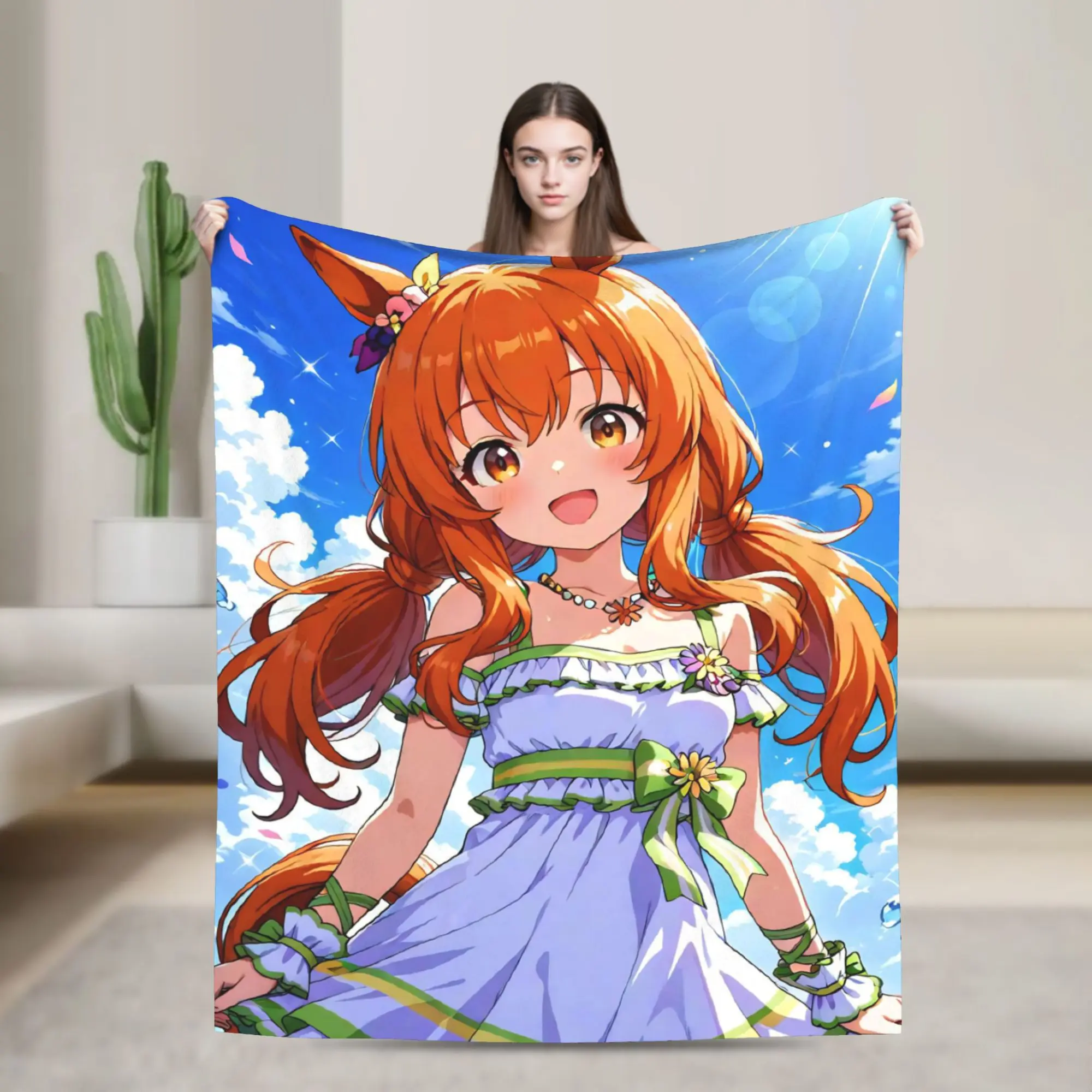 Umamusume Pretty Derby Mayano Top Gun Blanket Fleece Print  Multi-function Super Warm Throw Blankets for Sofa Office Bedspreads