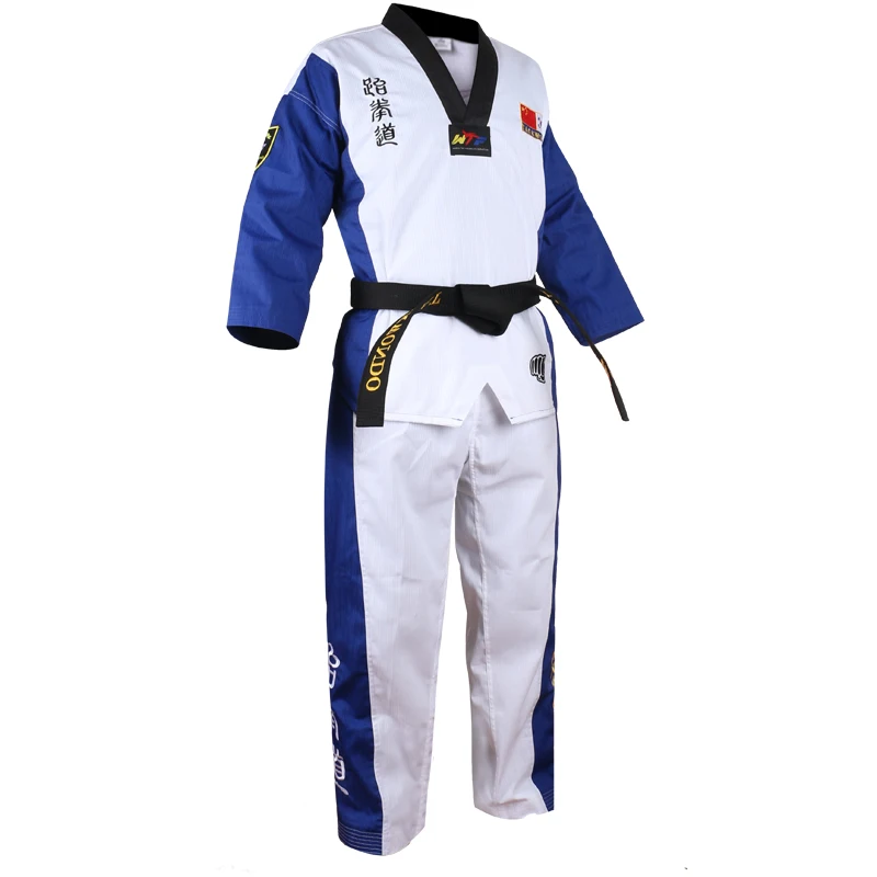 Uniforme de Taekwondo rojo y negro de alta calidad, traje de entrenamiento, bordado, Poomsae, dobok, WTF, tamaño aprobado, 160-190cm