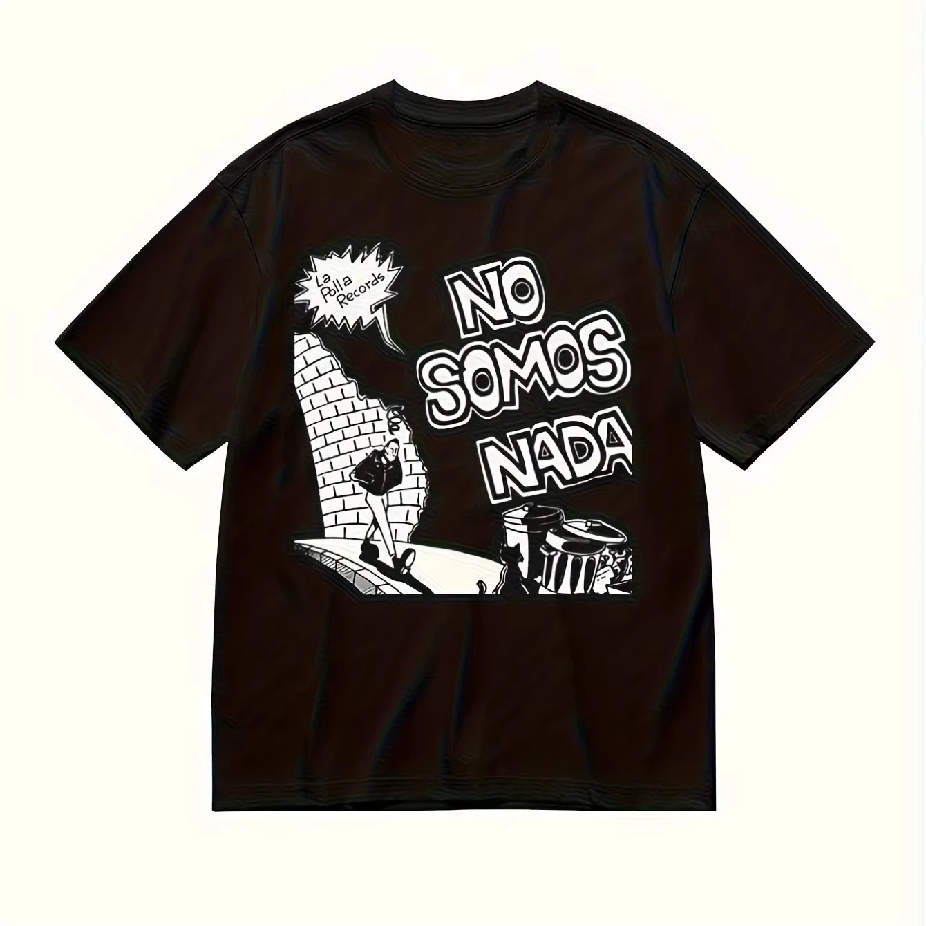 2026 Men'S Black Punk Rock Graphic Tee Spanish Protest Message Striking NO SOMOS NAADA M