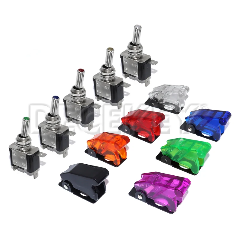 Auto Car Boat Truck Illuminated Led Toggle Switch With Safety Aircraft Flip Up Cover Guard 12V20A transparent