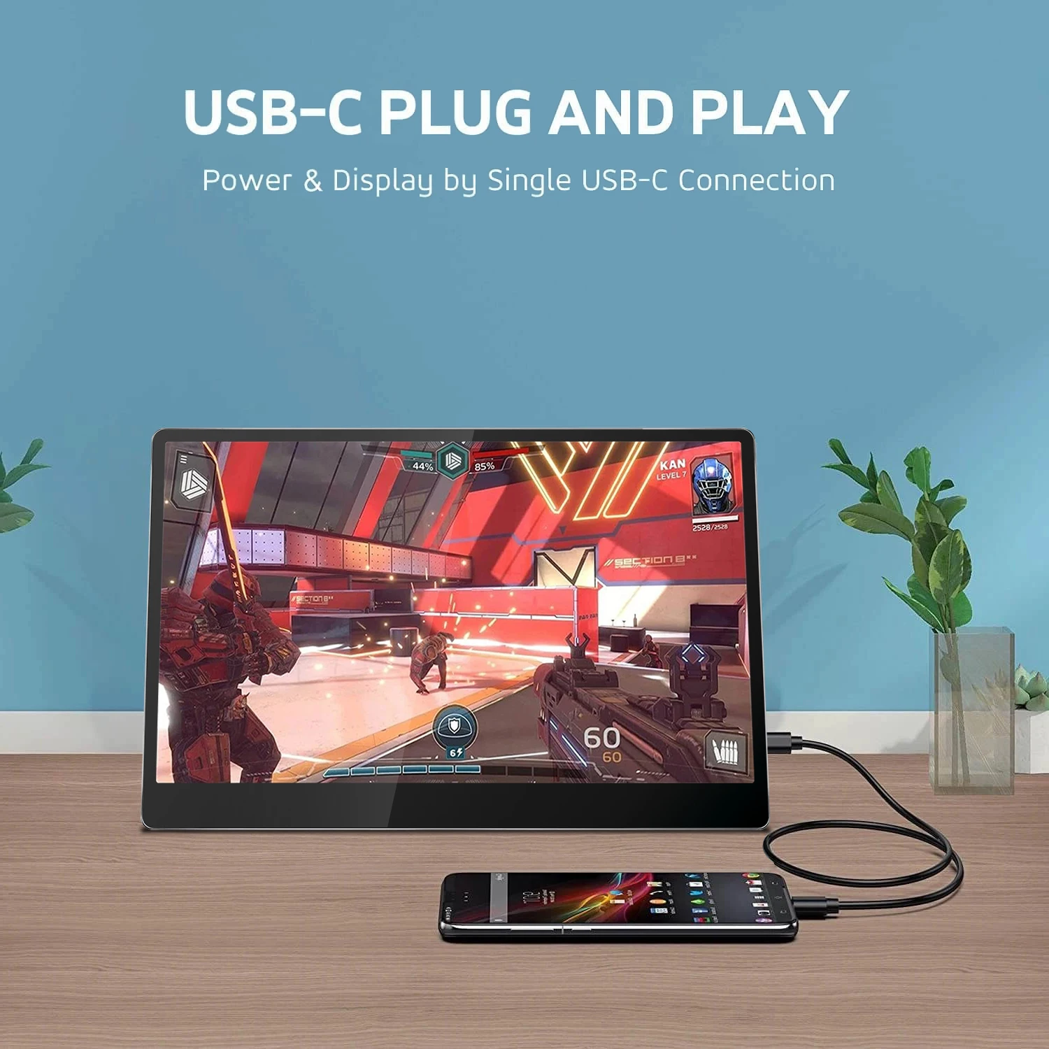 The screen is compatible with Ps4 and is suitable for Xbox Portable Multi-Parameter Monitor Portable Multi-Touch Gaming Monitor