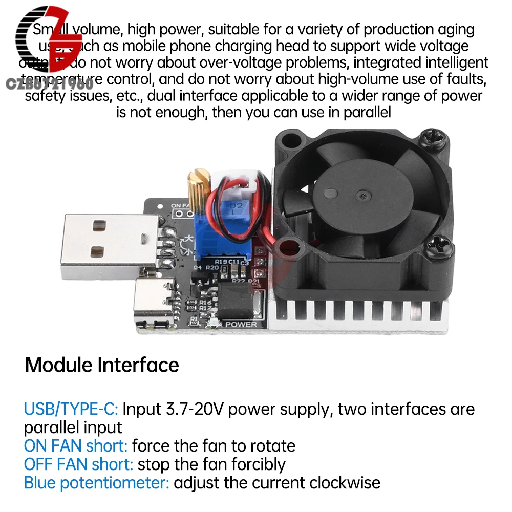 Tester di carico elettronico USB Tester della batteria Tester di resistenza del modulo di scarica di invecchiamento a corrente costante regolabile DC 3.7-20V 3A 25W