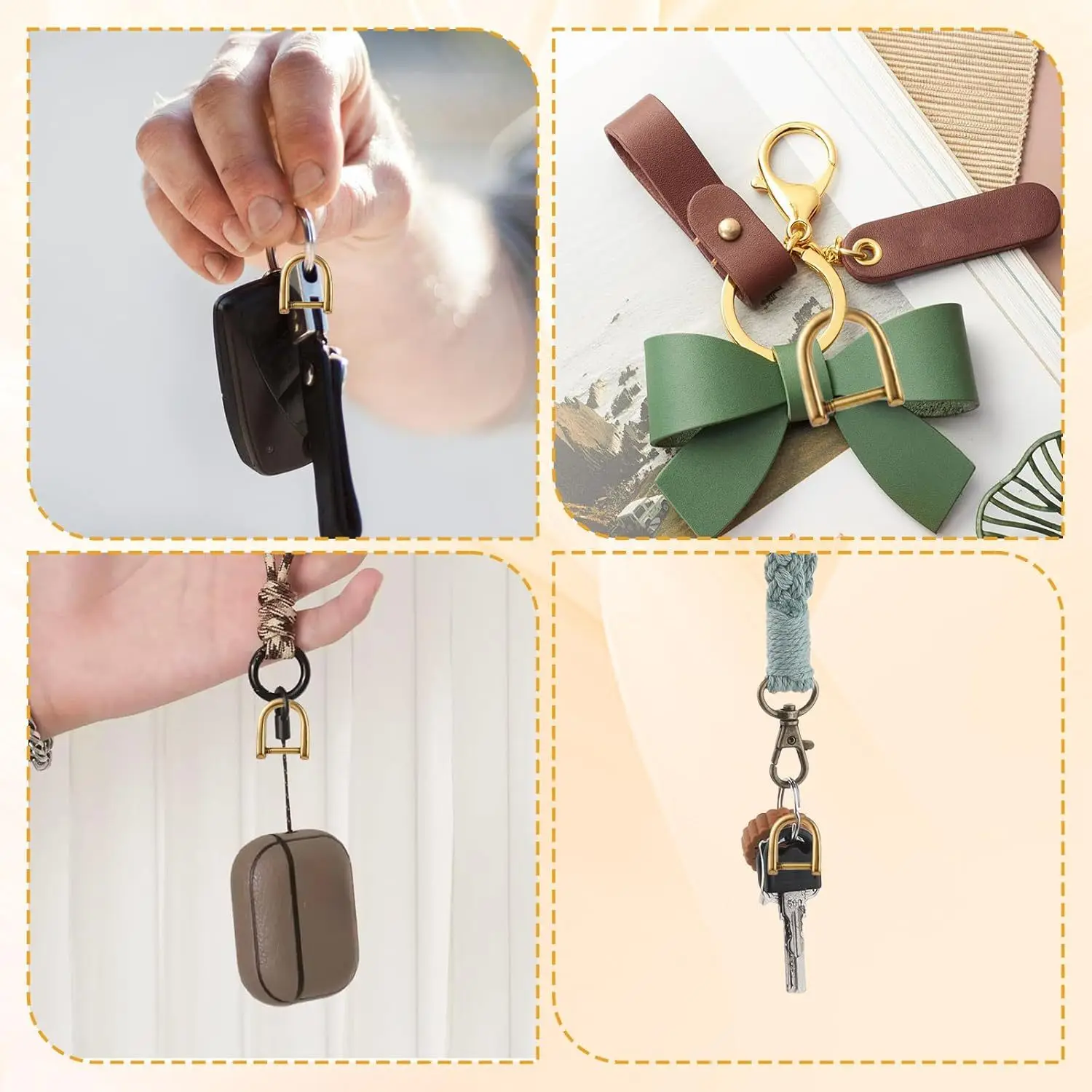 2 Stück Kleine D-Ringe Schäkel-Schraubringe in Hufeisenform DIY Taschenanhänger Zubehör für Schlüsselhalter Reißverschluss-Zipper Schnalle – Detail 5