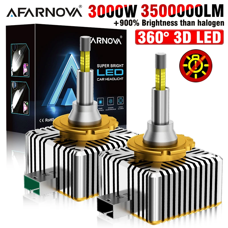 

3000 Вт 3500000LM 360 градусов D1S D3S Светодиодные фары HID D2S D4S D1R D3R D2R D4R Автомобильные фары Canbus 3D освещение CSP для линз 24 В 12 В