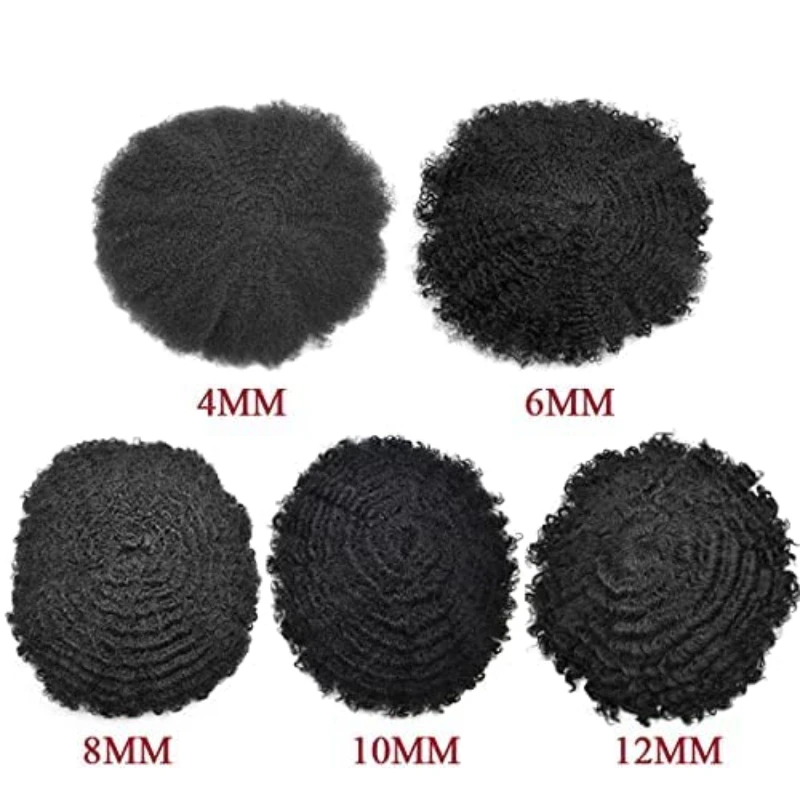 Men\'s Full Lace Curly Hair Wig Breathable Male Capillary Prothesis Hair 15mm Afro Curly Lace Base Toupee For Men Hair System