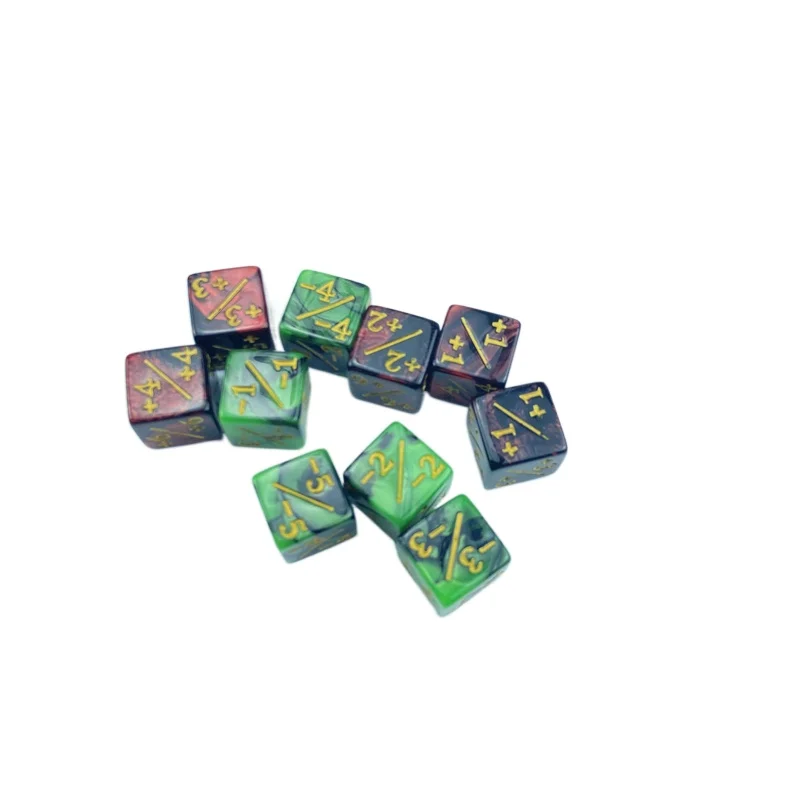 

10 шт., 16 мм, 6 боковых счетных кубиков + 1/-1, зеленые, красные детские игрушки для игр, счетчики, настольные игры, игрушки