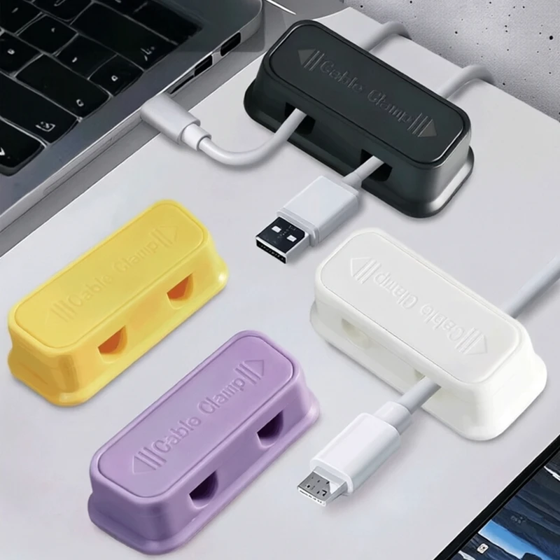 5Pcs/Lot Mounted Magnetic Cable Management, Plastic Cable Clamp, Desktop Multi-Purpose Wire Holder, 2 Clips for Home Office Use