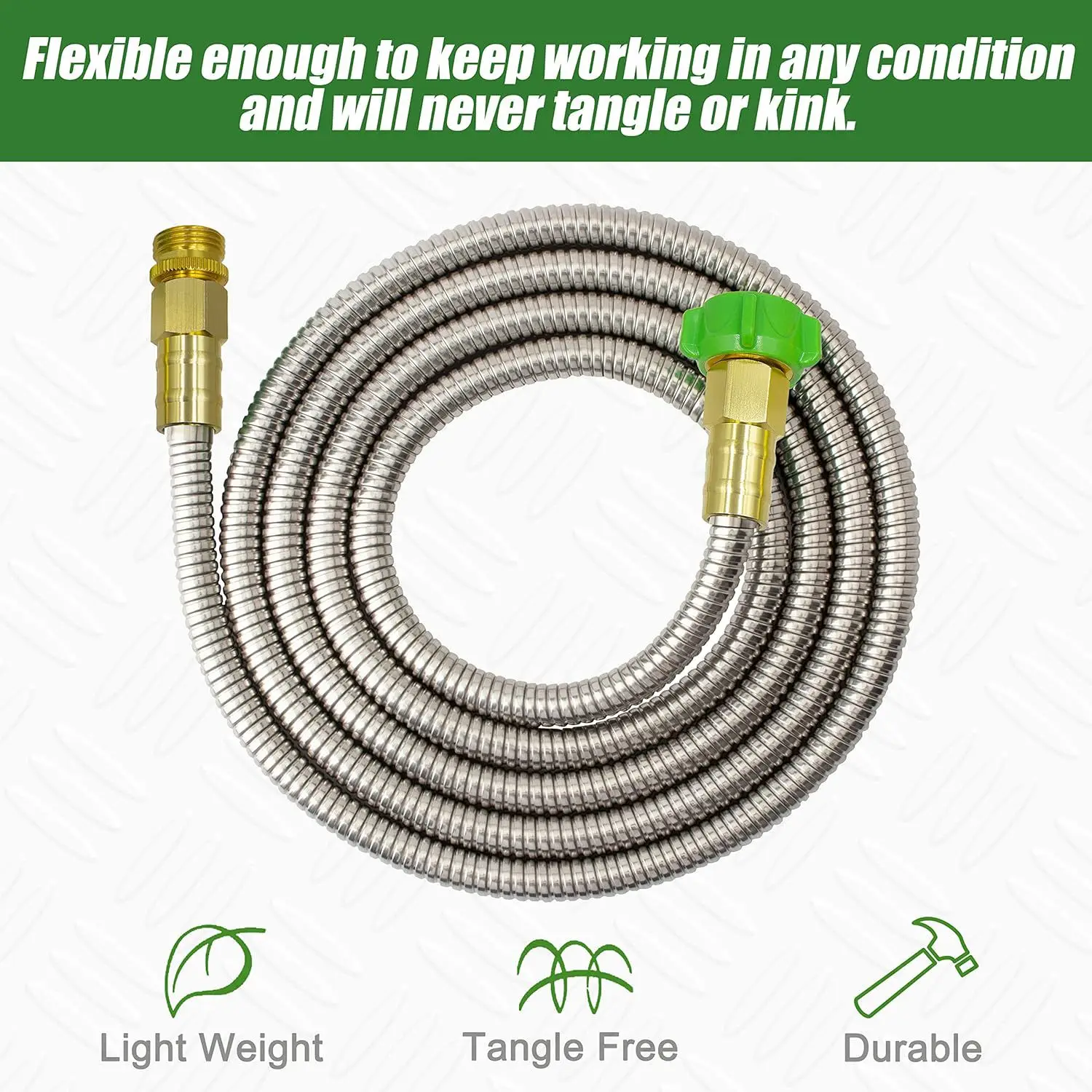 Stainless Steel Garden Hose Lightweight Kink-Proof Water Hose For Outdoor Irrigation And Pet Bathing