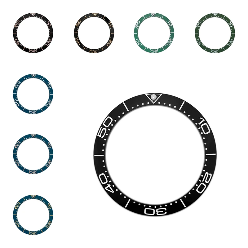 Anillo de inserción de bisel de cerámica inclinado de 38mm x 30,6mm, compatible con SKX007 SKX009 SRPD GMT SUB Seahorse, caja de reloj para hombre, piezas de reacondicionamiento de anillo