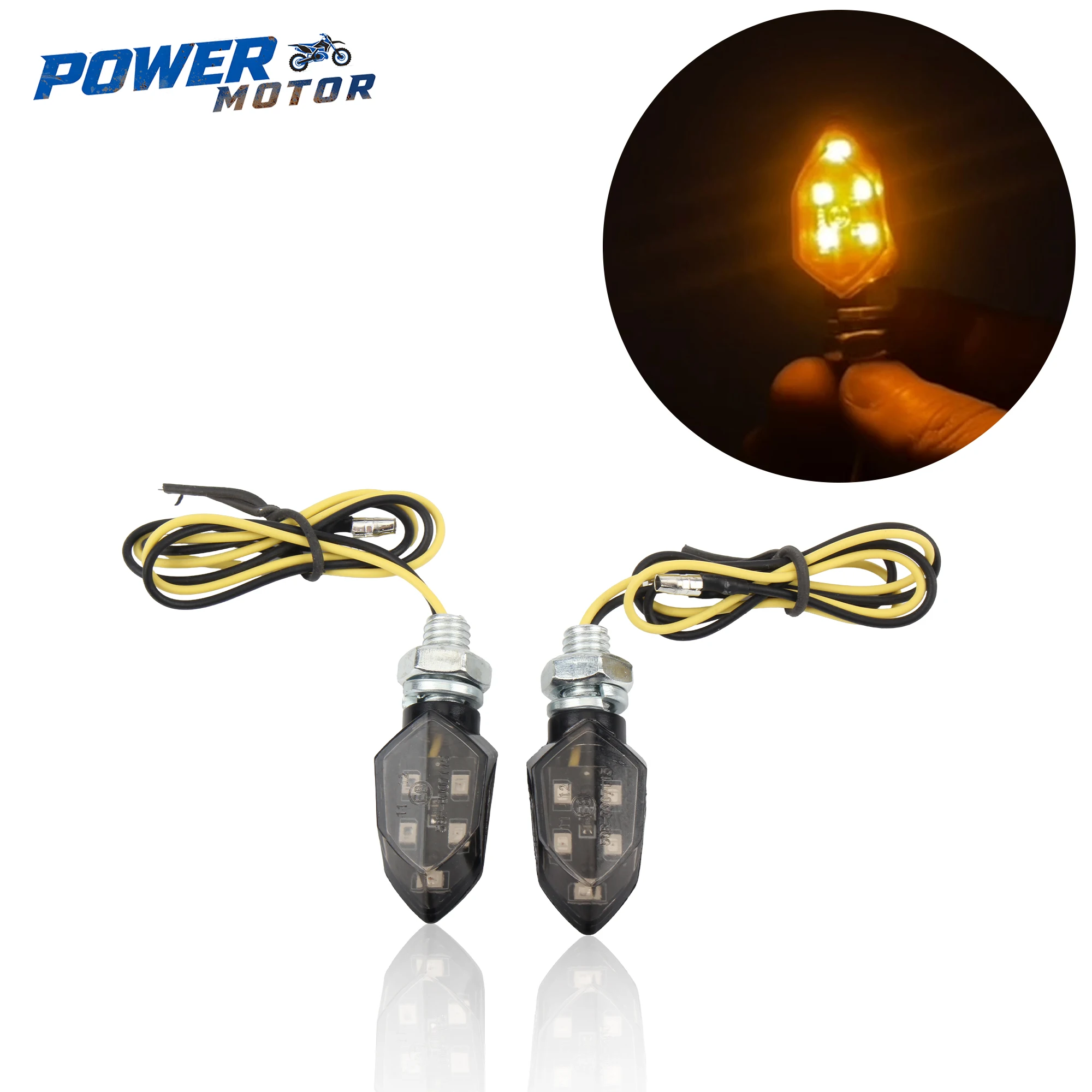 

1 Pair Motorcycle Mini Turn Signal Lights Universal LED Indicators Amber Blinker Supermoto Enduro Dirt Pit Bike 12V Light