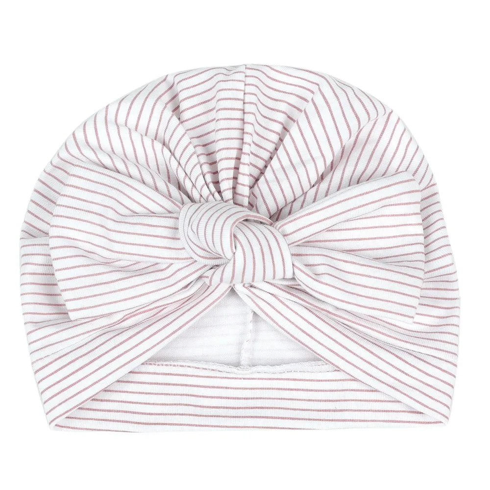 

Cute Cotton Baby Turban Hat Cap 0-6 Months Printing Infant Headwraps Big Bowknot Toddlers Hats