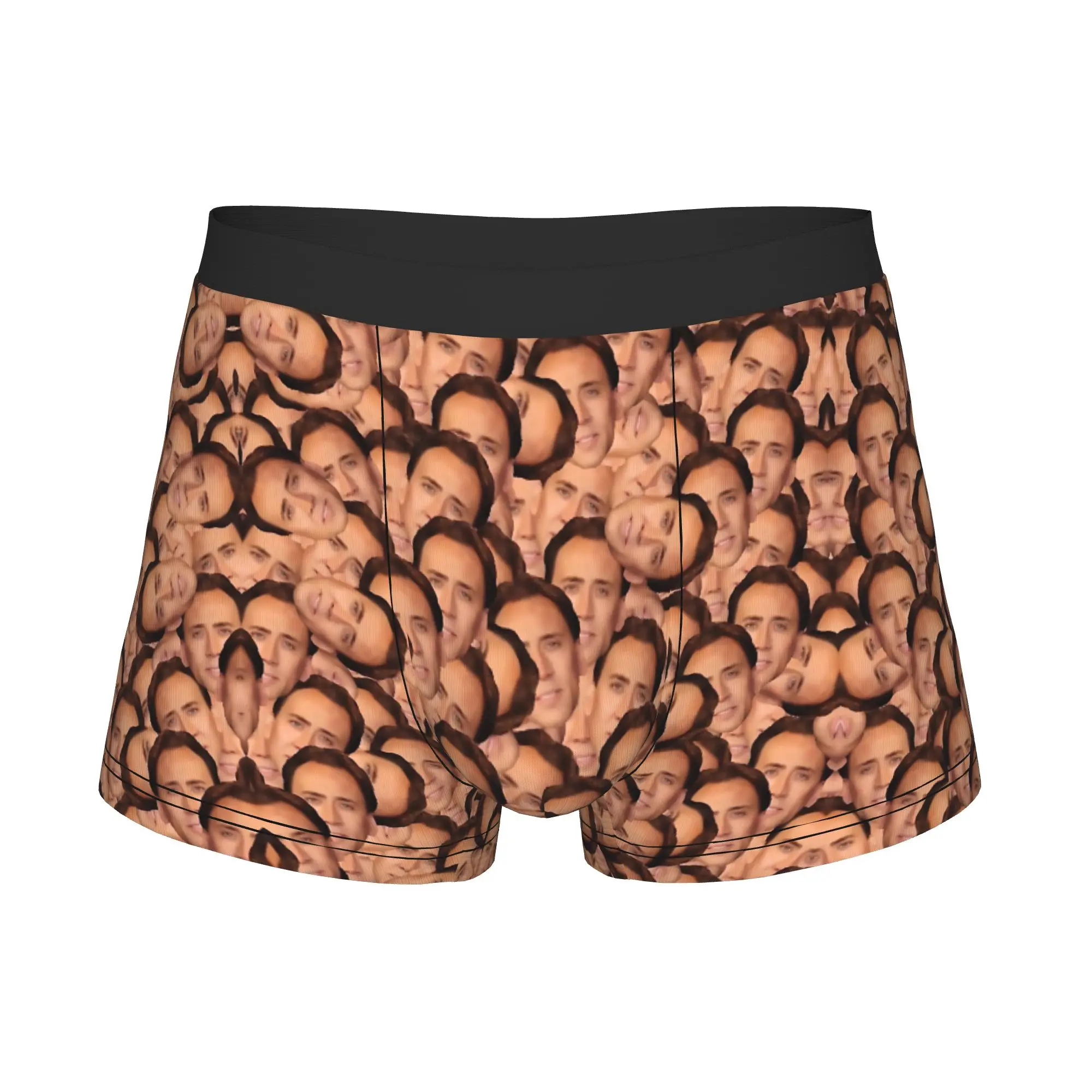 Nicolas Cage Texture  Boxers Shorts Men's Funny Briefs Underwear Novelty Underpants