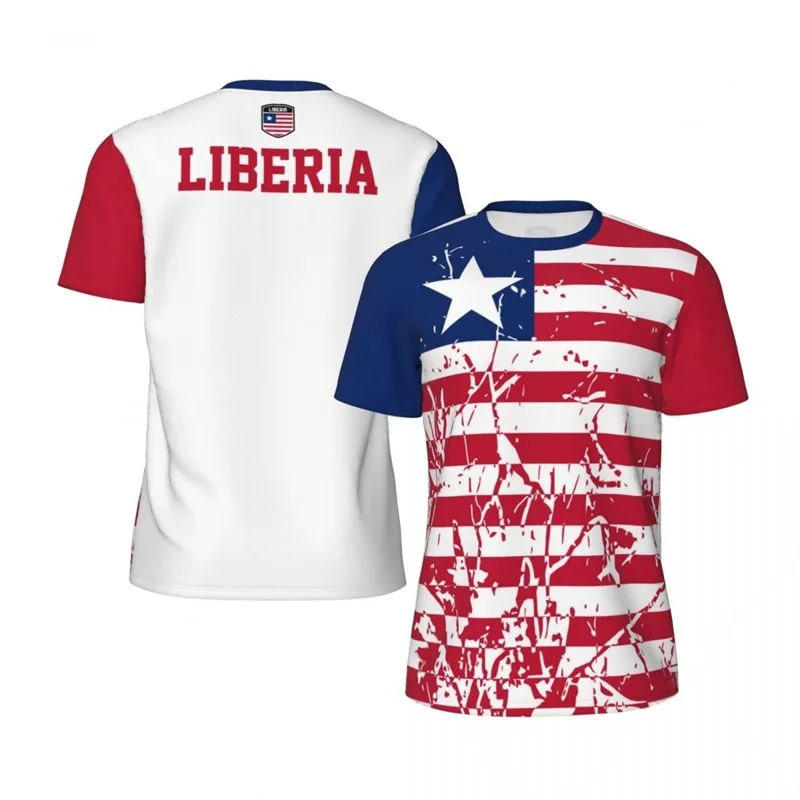 ليبيري العلم تي شيرت الصيف الجولة الرقبة تي شيرت رجل ثلاثية الأبعاد مطبوعة لكرة القدم جيرسي المتضخم تي شيرت المرأة الرياضة التجفيف السريع القمم #2